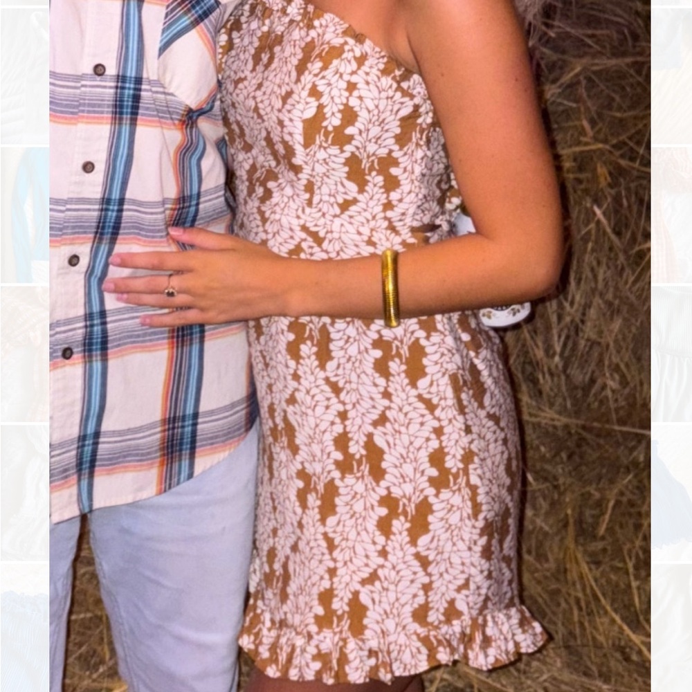 Elegant Brown and White Floral Dress